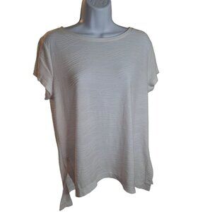 Simply Vera Wang Womens Top L White Textured Short Sleeve Minimalist